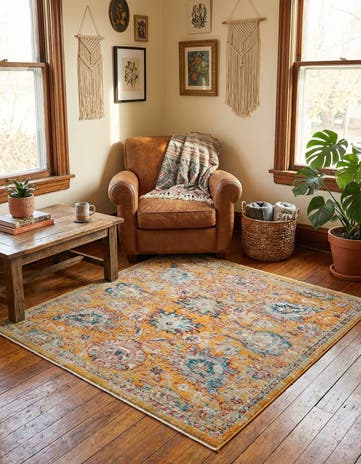 Yellow Lola Square Rug