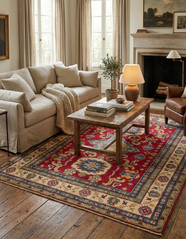 Detail image of 5' x 6' 6  Hand Knotted Kazak Rug