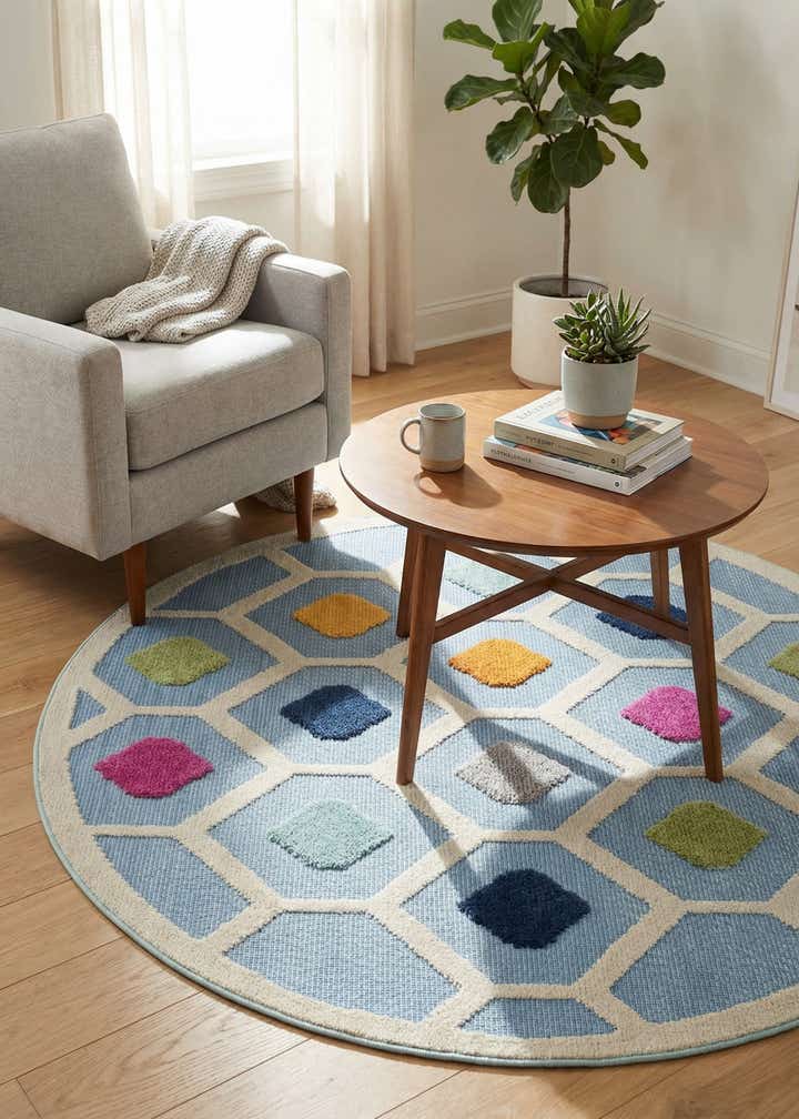 5' 3 x 5' 3 Easy-Clean Aruba Indoor / Outdoor Round Rug