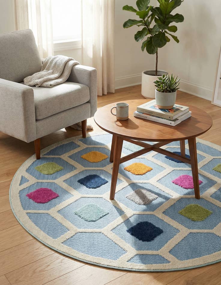 Detail image of 5' 3 x 5' 3 Easy-Clean Aruba Indoor / Outdoor Round Rug