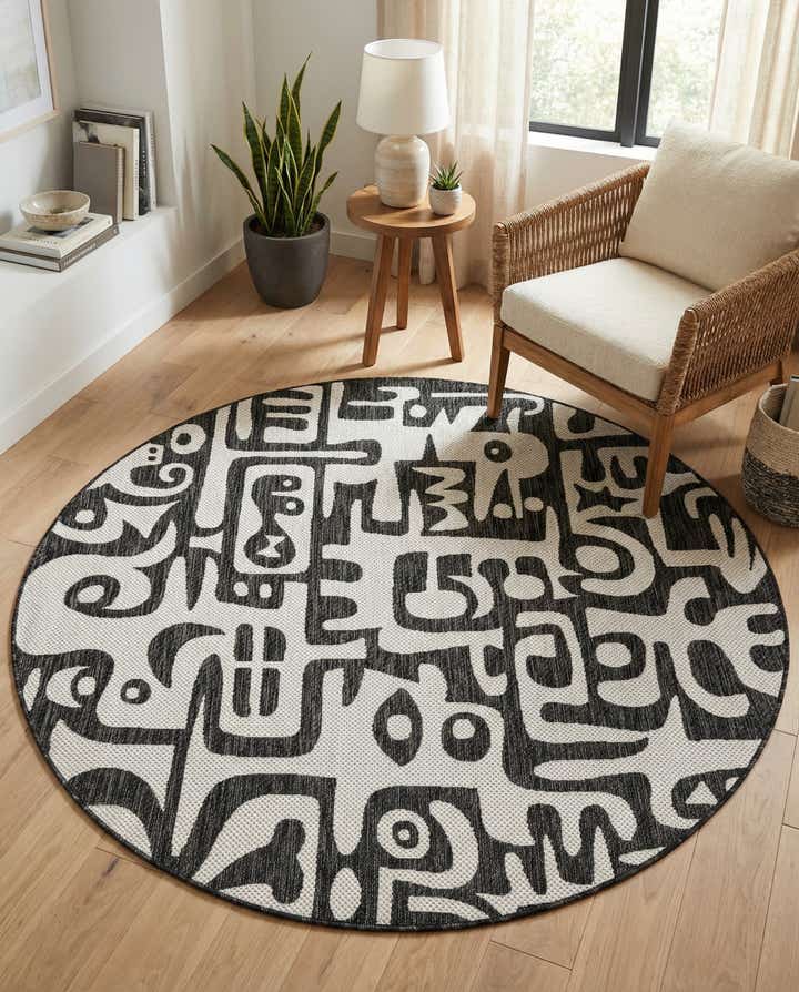 6' x 6' Easy-Clean Modern Indoor / Outdoor Round Rug