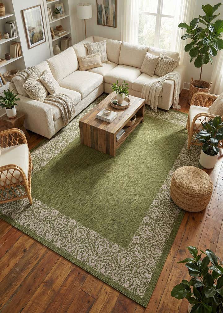 10' x 14' Easy-Clean Border Indoor / Outdoor Rug