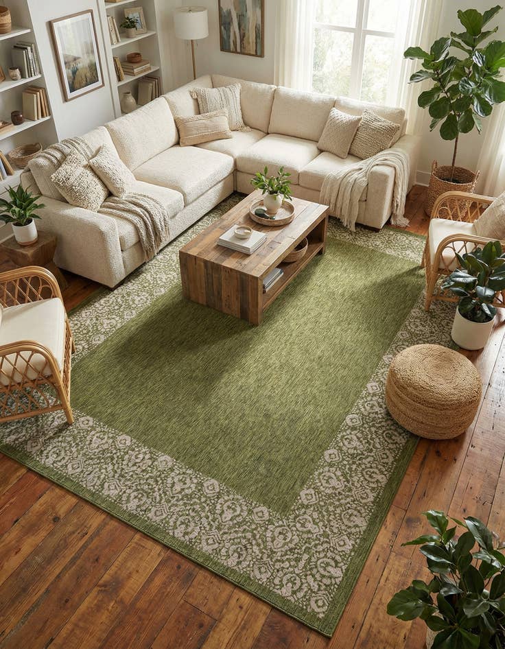 Detail image of 10' x 14'  Washable Border Indoor / Outdoor Rug