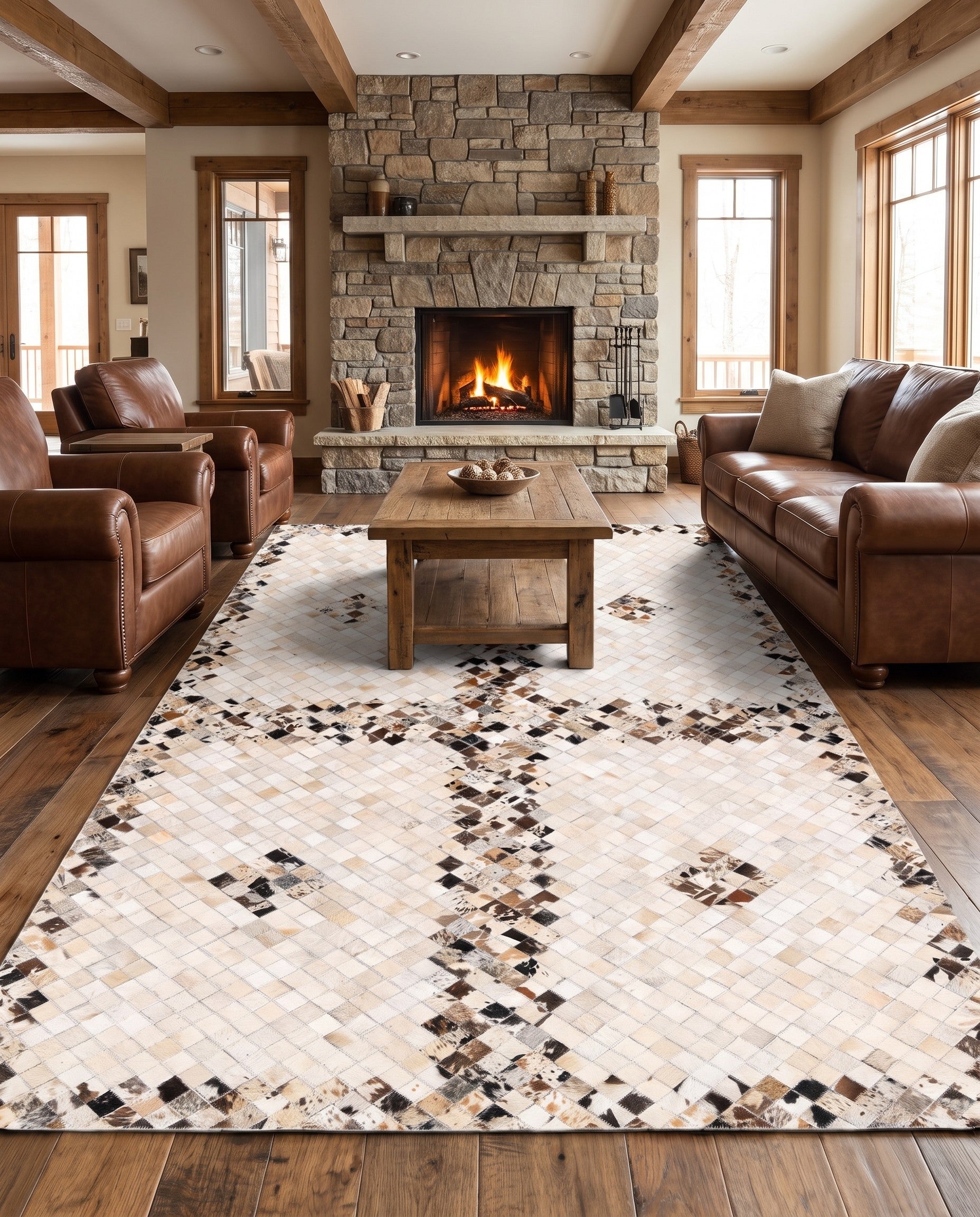 5' x 7' 10 Cowhide Stocks Rug