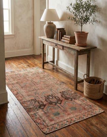3' 7 x 7' 6 Hand Knotted Ultra Vintage Persian Wool Runner Rug