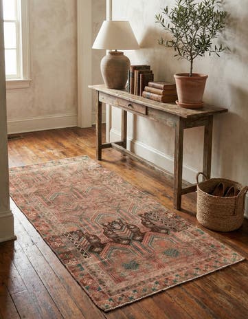 3' 7 x 7' 6 Hand Knotted Ultra Vintage Persian Wool Runner Rug