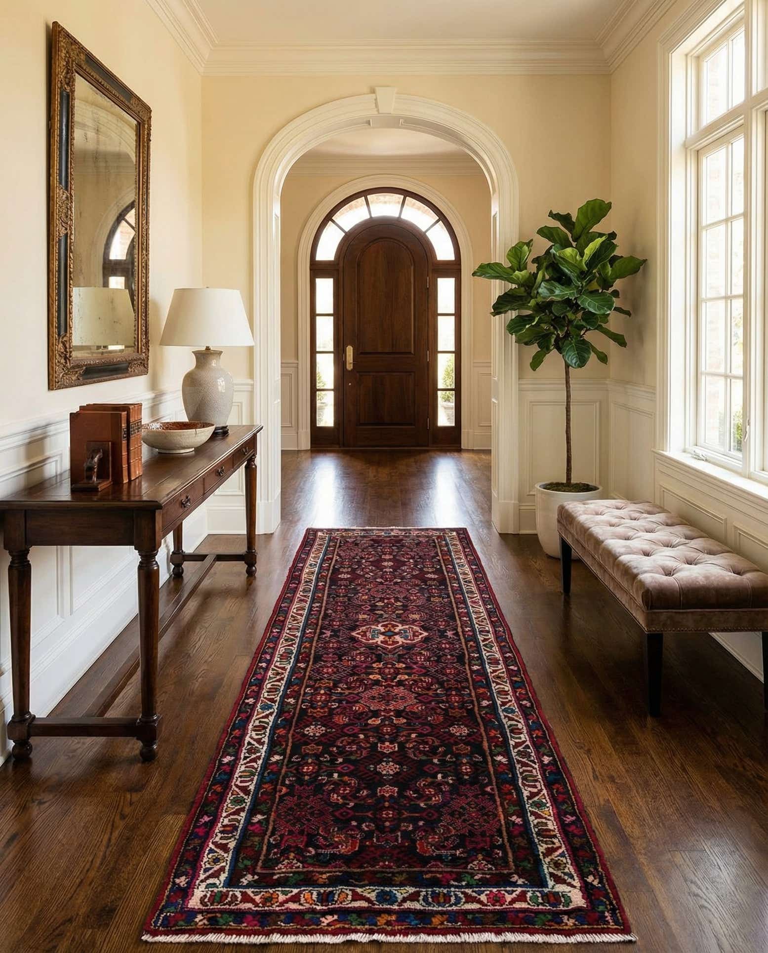 3' 5 x 13' Hand Knotted Hamedan Persian Wool Runner Rug