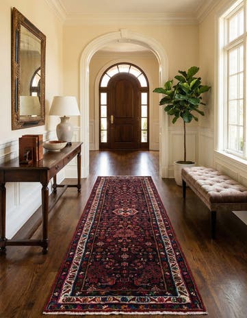 3' 5 x 13' Hand Knotted Hamedan Persian Wool Runner Rug