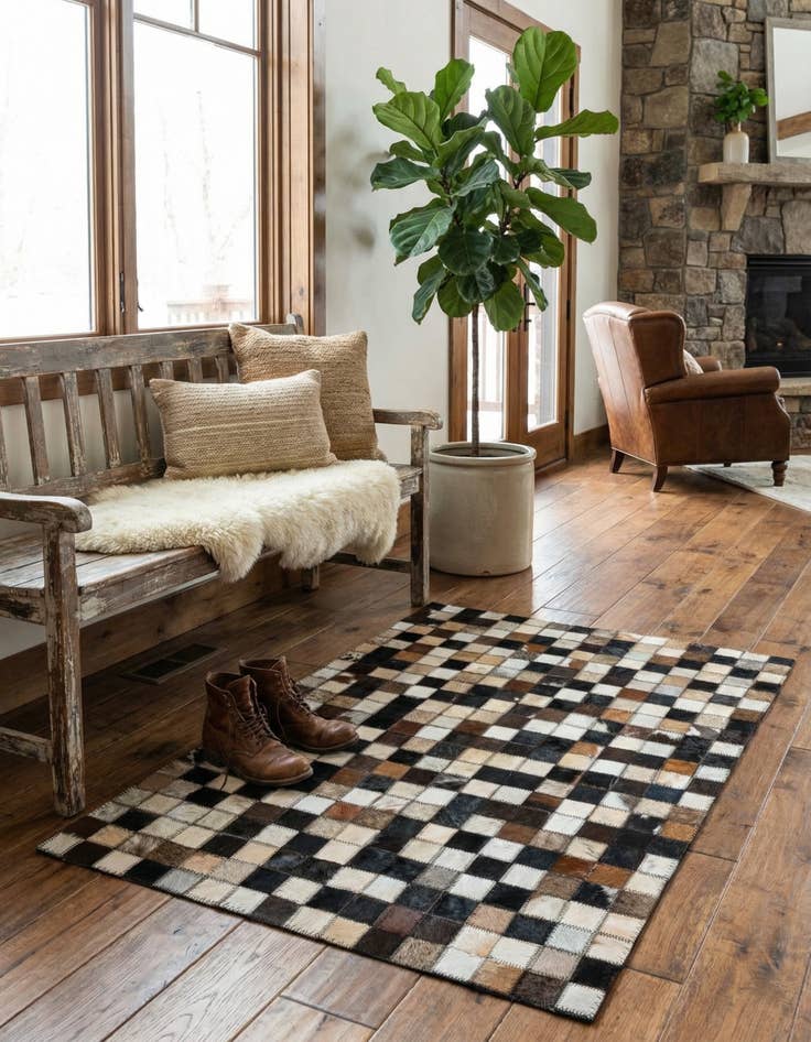 Detail image of 2' x 3' Cowhide Leather Rug