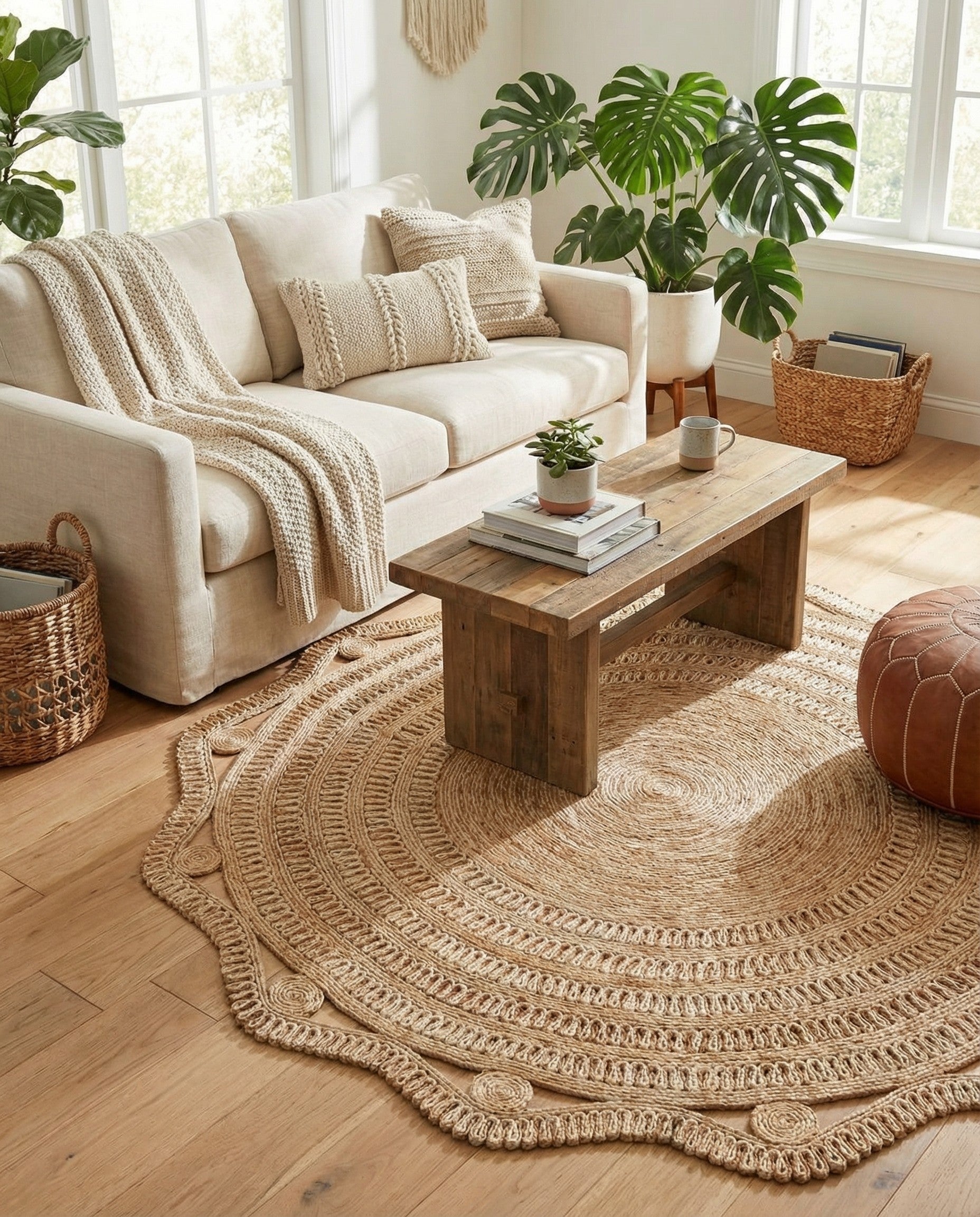  7' 10 x 7' 10  Hand Braided Jute Round Rug