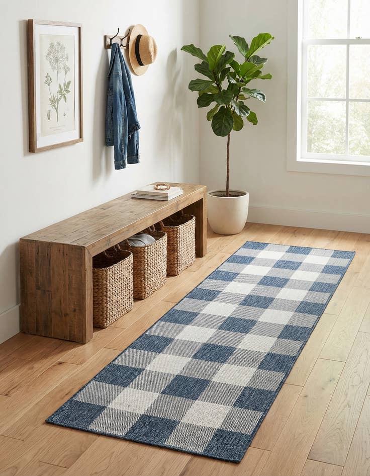 Detail image of  2' x 8'  Washable Checkered Indoor / Outdoor Runner Rug