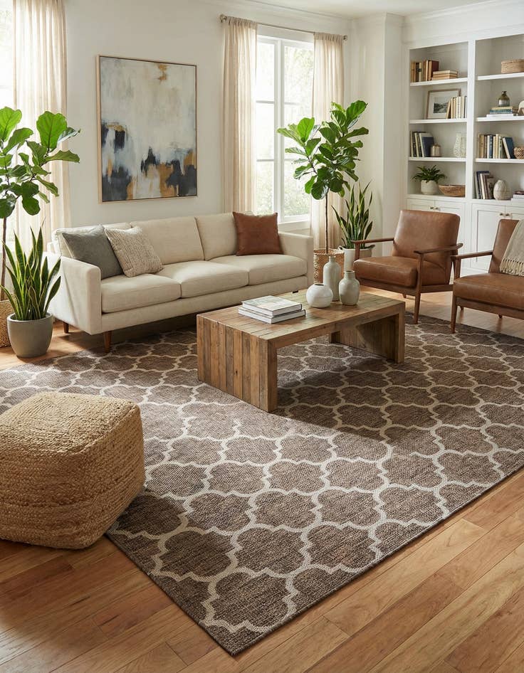 Detail image of 13' x 13'  Washable Trellis Indoor / Outdoor Square Rug