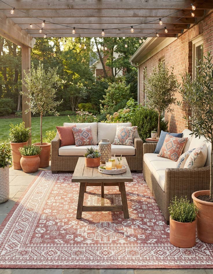 Detail image of  7' 10 x 10'  Washable Aztec Indoor / Outdoor Rug