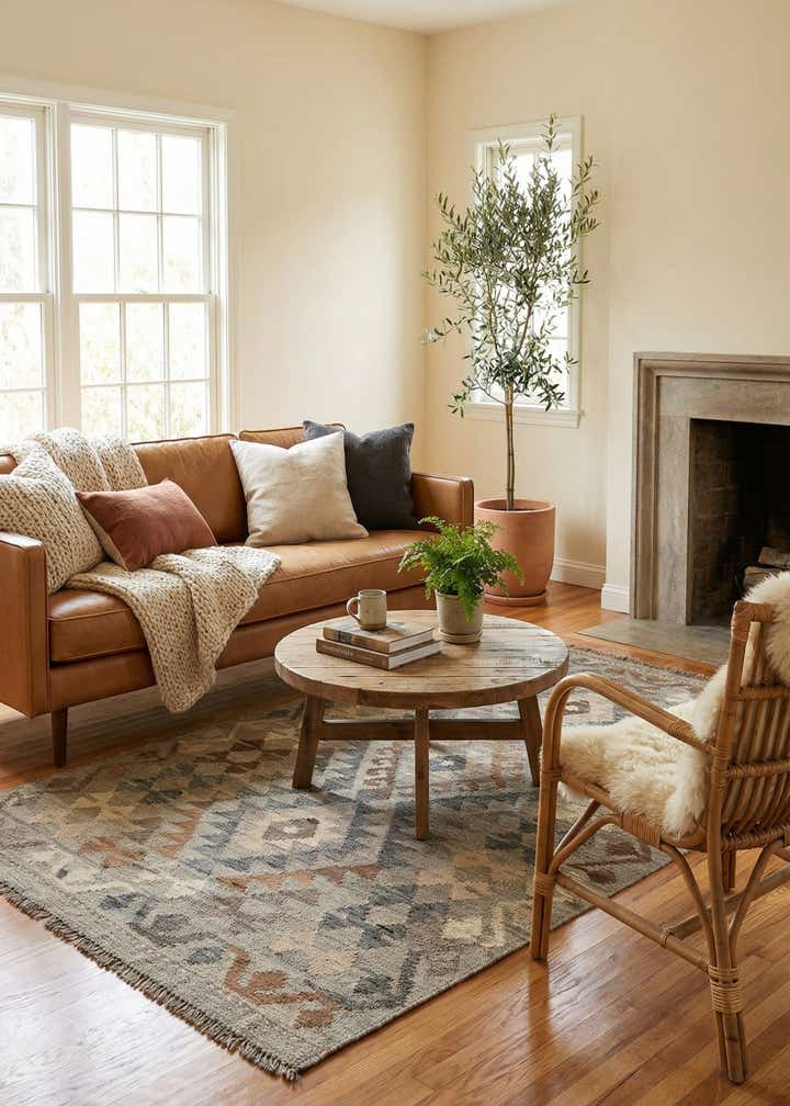 3' 3 x 5' 11 Hand Woven Kilim Maymana Wool Rug