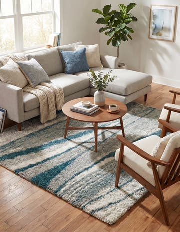 Teal Soft Touch Shag Square Rug