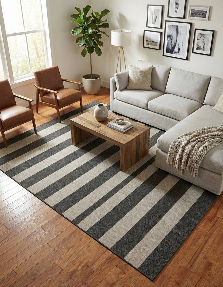 Detail image of 10' x 13'  Washable Striped Indoor / Outdoor Rug