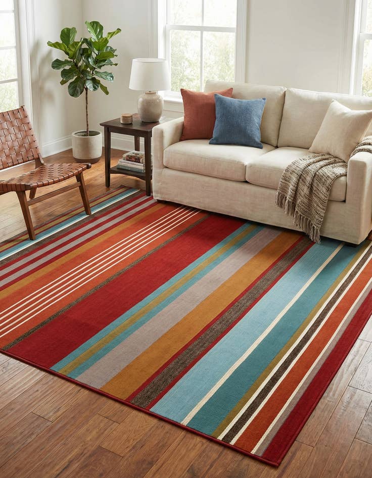 Detail image of  7' 10 x 7' 10  Washable Modern Indoor / Outdoor Square Rug