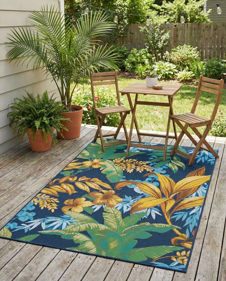 Detail image of 4' x 6' Easy-Clean Botanical Indoor / Outdoor Rug