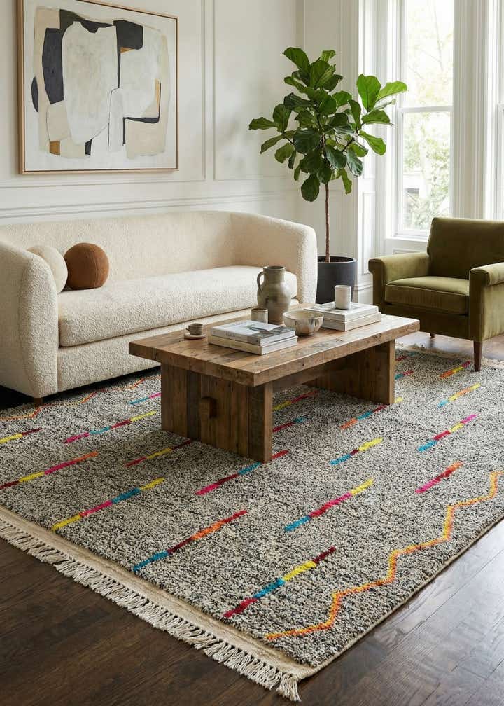 5' x 6' 6 Hand Knotted Moroccan Wool Rug