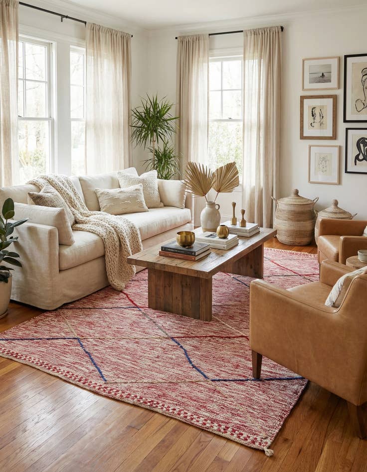 Detail image of 6' 4 x 10' 2  Hand Knotted Moroccan Wool Rug