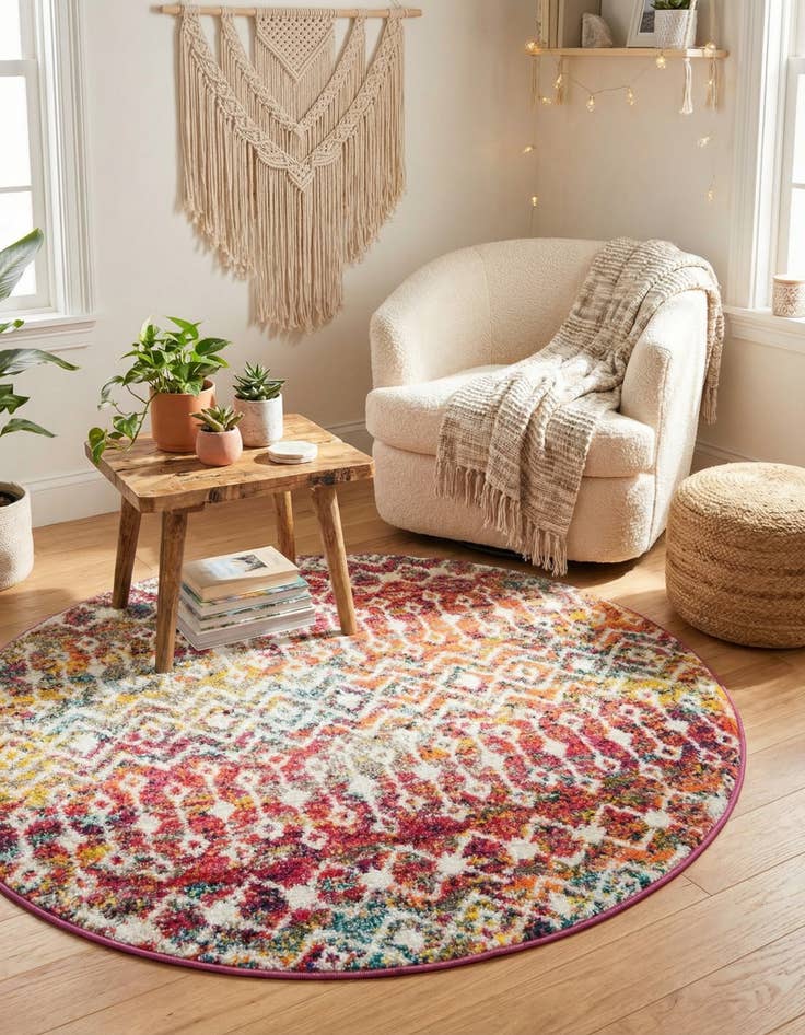 Detail image of  3' x 3' Moroccan Trellis Round Rug