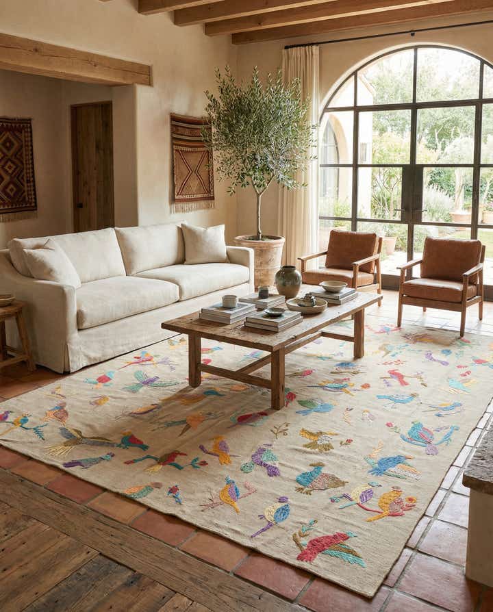 7' 10 x 9' 3 Hand Woven Kilim Suzani Wool Rug