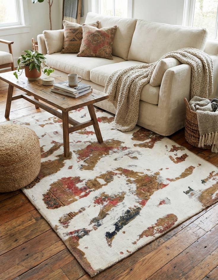 Detail image of 3' 8 x 5'  Hand Knotted Ultra Vintage Persian Wool Rug