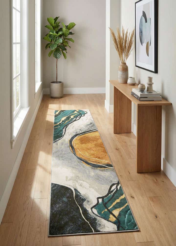 2' 7 x 12' Easy-Clean Modern Indoor / Outdoor Runner Rug