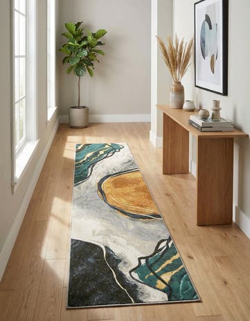 2' 7 x 12' Easy-Clean Modern Indoor / Outdoor Runner Rug