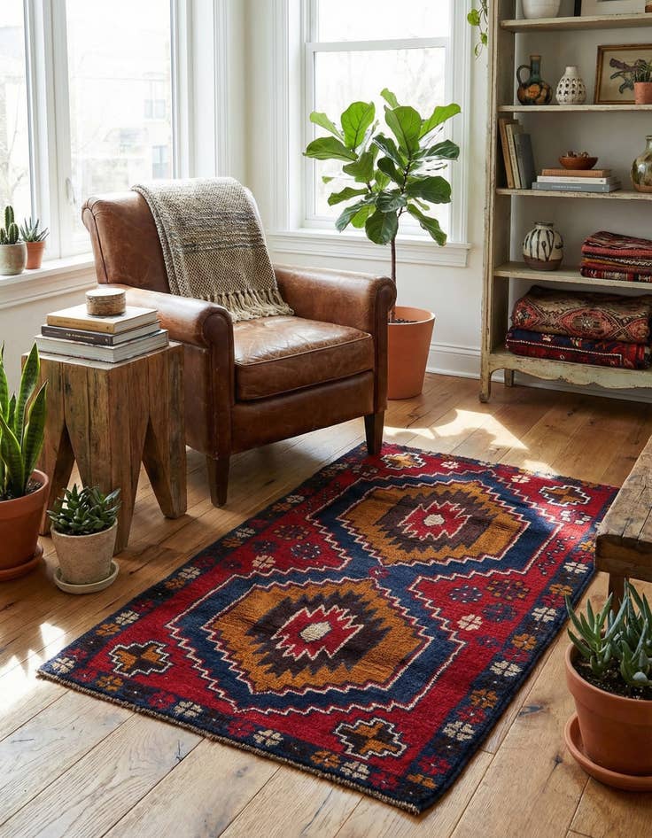 Detail image of 2' 9 x 4' 9  Hand Knotted Balouch Persian Wool Rug