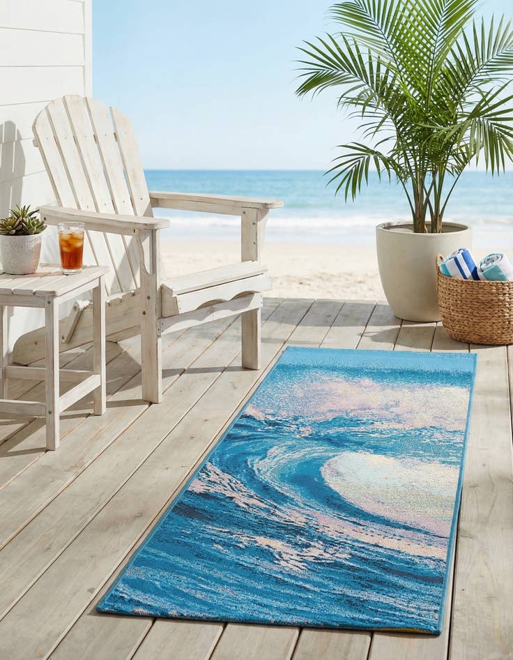 Detail image of 2' x 6' 1  Washable Modern Indoor / Outdoor Runner Rug