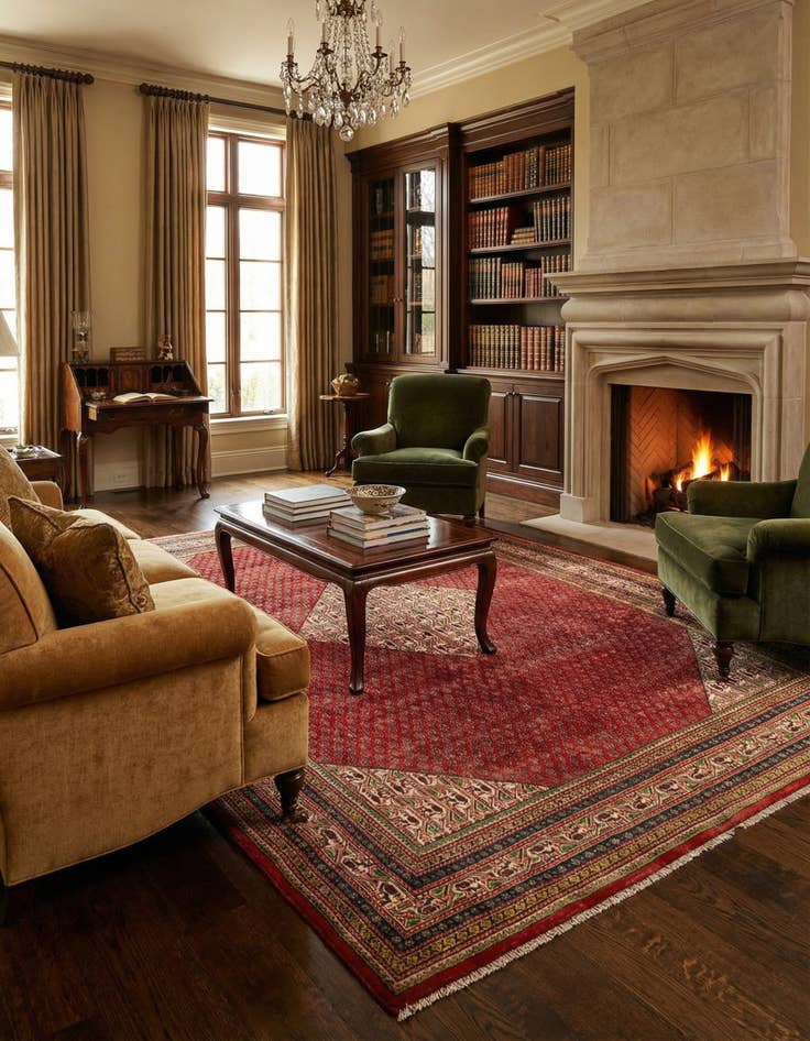 Detail image of 7' 1 x 10' 7 Sarouk Mir Wool Rug