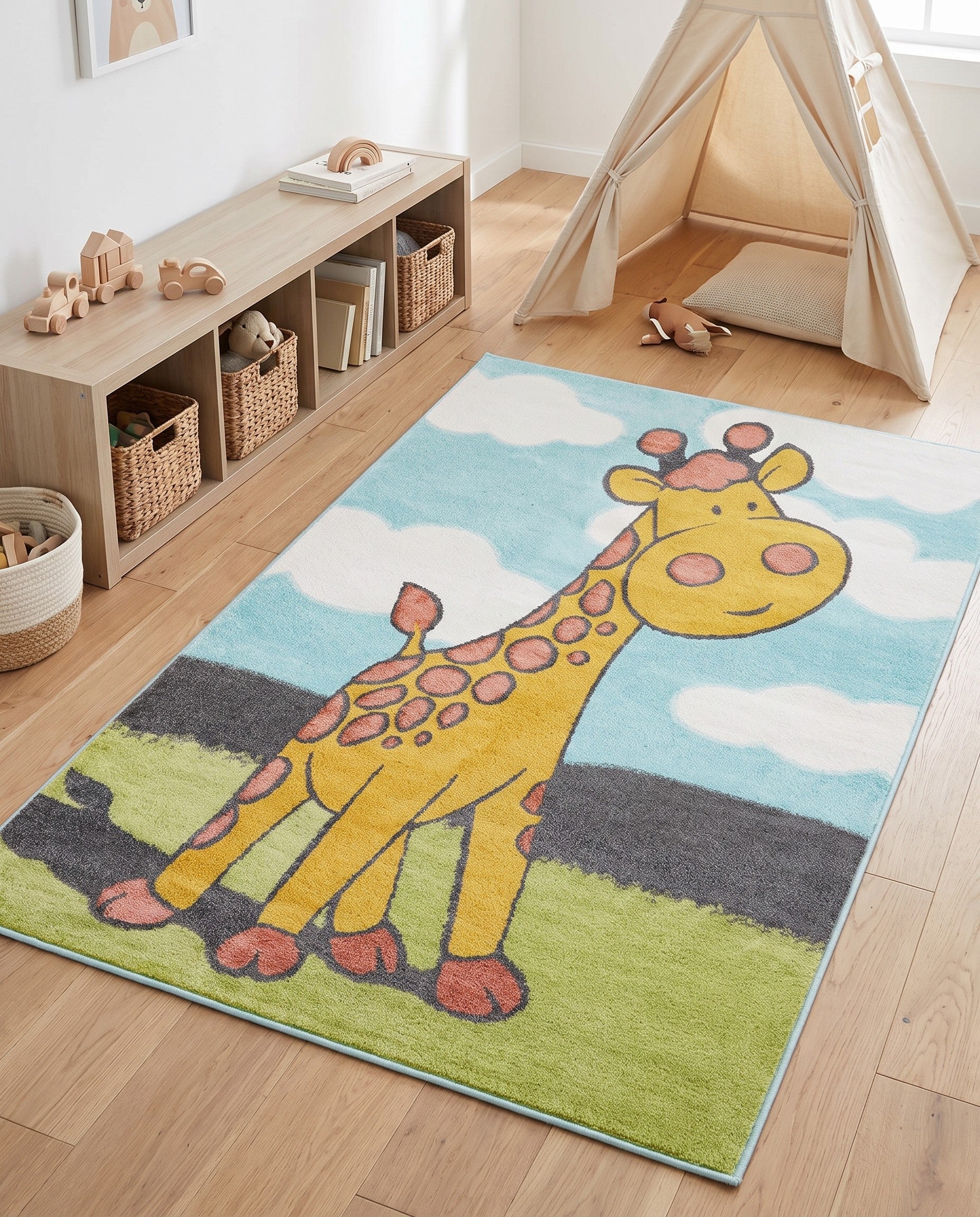 5' 3 x 8' Giraffe Whimsy Kids Rug