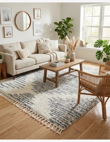 White Serenity Shag Square Rug