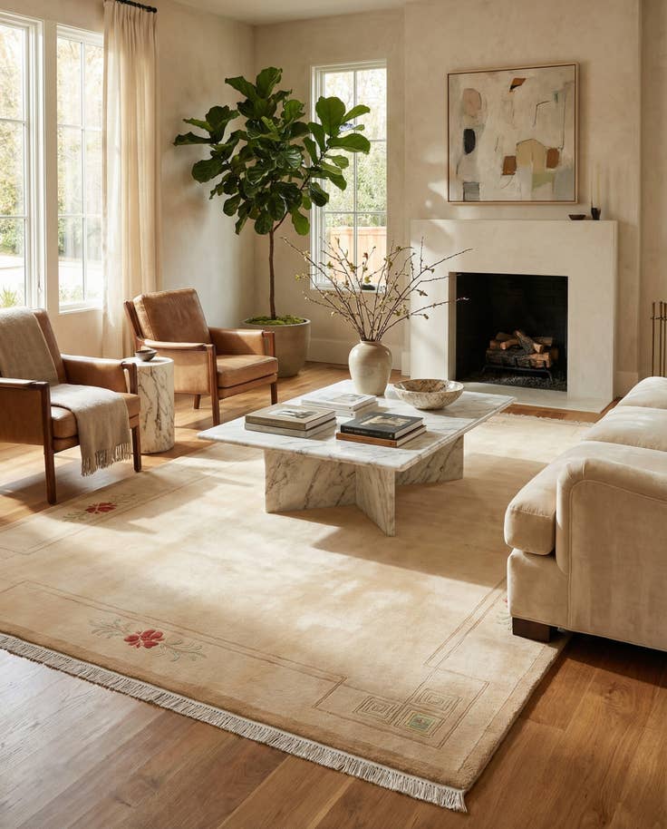 Detail image of 6' 6 x 9' 9 Hand Knotted Darya Wool Rug