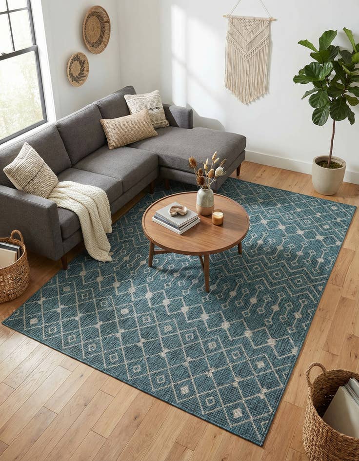 Detail image of 5' 3 x 7'  Washable Trellis Indoor / Outdoor Rug