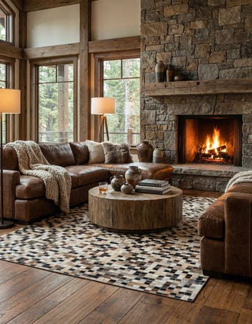 4' 10 x 7' 10 Cowhide Leather Rug