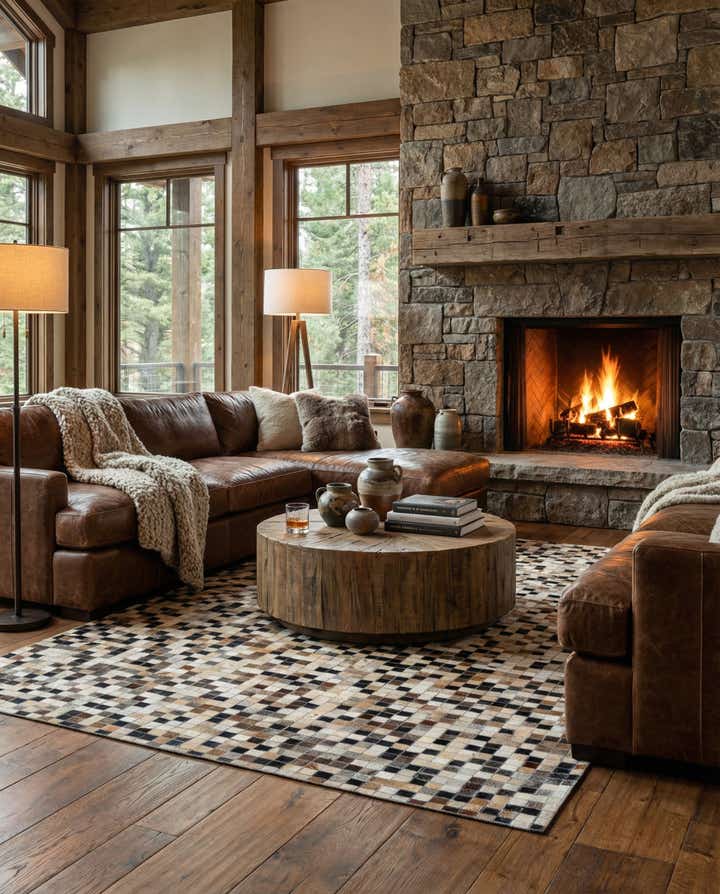 4' 10 x 7' 10 Cowhide Leather Rug