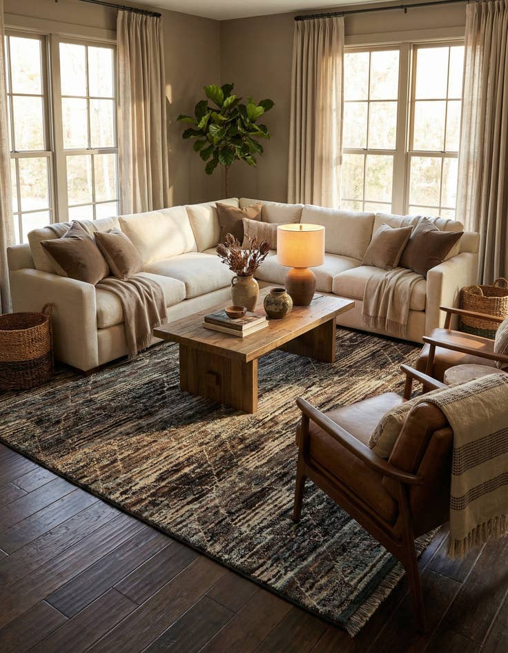 Detail image of  6' 6 x 9' 6  Hand Knotted Moroccan Wool Rug