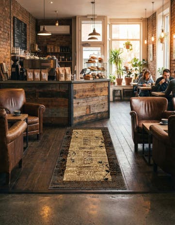 Beige Cafe Runner Rug