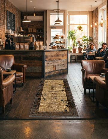 Beige Cafe Runner Rug