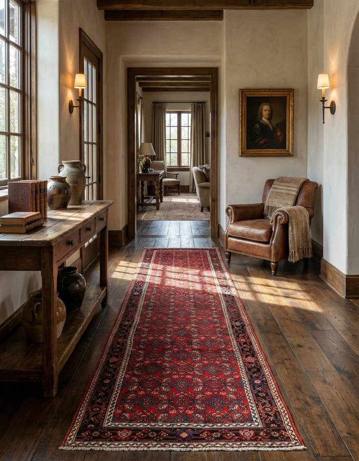 Detail image of 3' 8 x 12' 7 Hamedan Wool Runner Rug