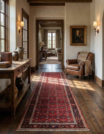 3' 8 x 12' 7 Hamedan Wool Runner Rug