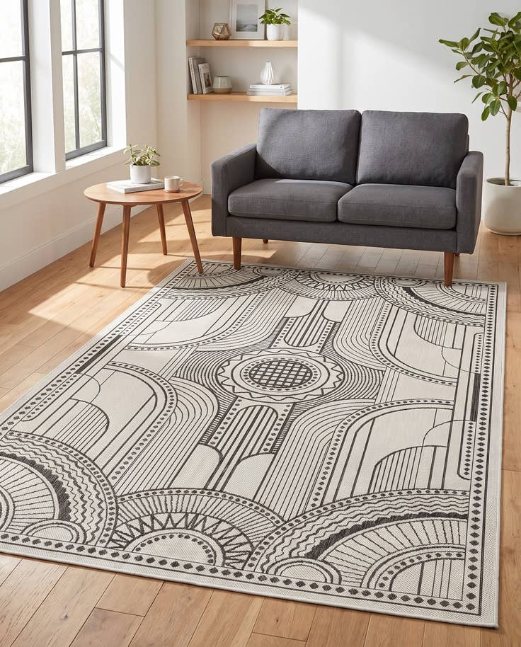 Detail image of 5' 3 x 8' Easy-Clean Traditional Indoor / Outdoor Rug