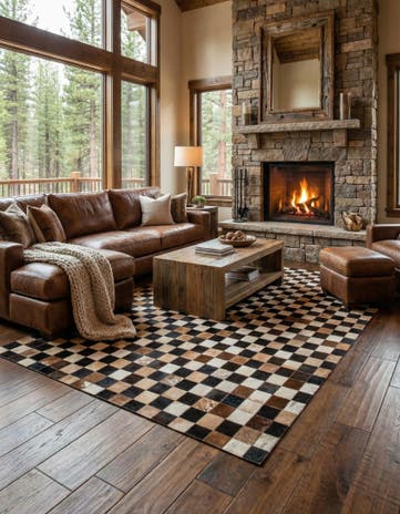 5' x 8' Cowhide Leather Rug