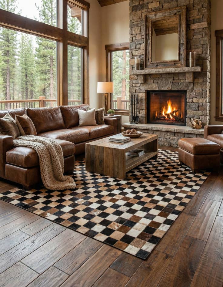 Detail image of 5' x 8' Cowhide Leather Rug