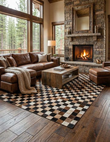 5' x 8' Cowhide Leather Rug