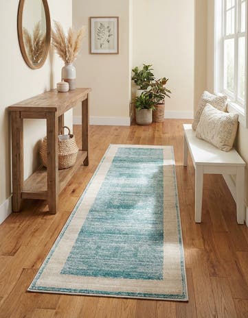 Jill Zarin Turquoise Uptown Yorkville Runner Rug