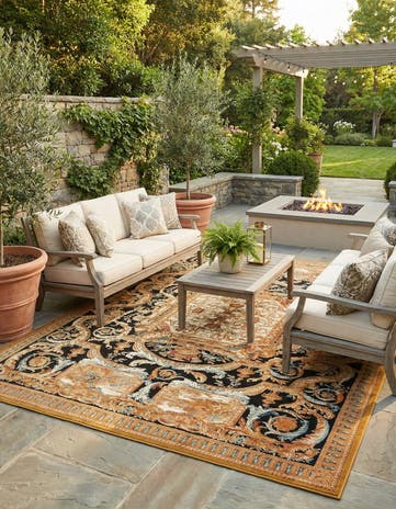 9' x 12' Easy-Clean Traditional Indoor / Outdoor Rug