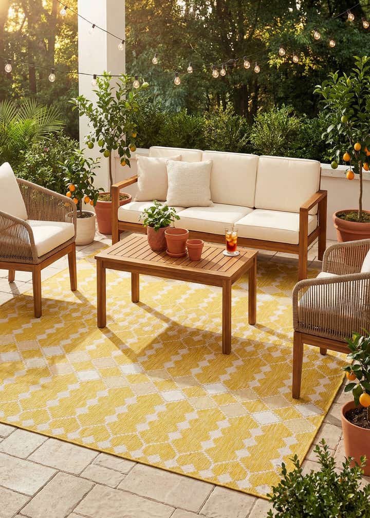7' 10 x 11' Easy-Clean Trellis Indoor / Outdoor Rug